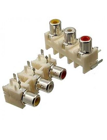 RCA-305 ГН НА ПЛАТУ (RS-305), модуль 3rca, гнезда на плату угловые