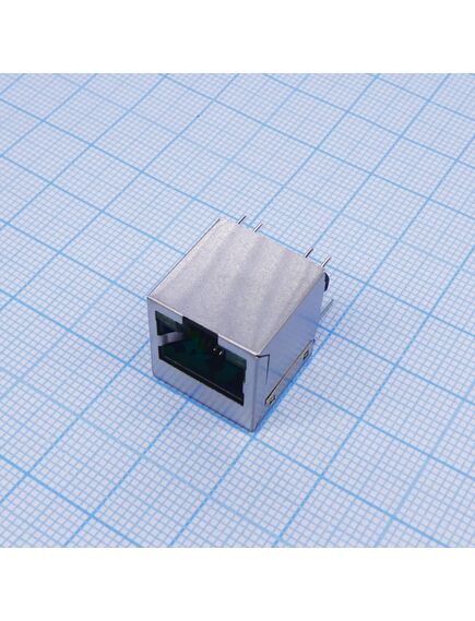 TRJE681BENL, разъем экран. "гнездо" rj-45, 2 светодиод. (зеленый/ желтый), без лепестк., вертик. на плату, -40...+85°с, h = 16.3 мм (аналог 1734577-1*)