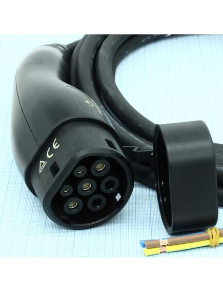 MEAC-S-032A-V1-03-5.0M-30A(H), зарядный кабель для электромобиля type2 питание 1 фаза, ток 32а, шнур 5м