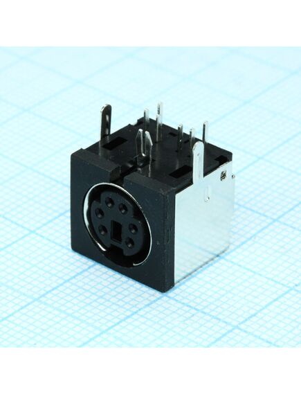KLS1-285L-06-B, розетка на печатную плату 6 pin, металлическая