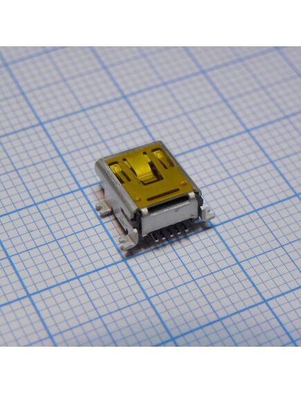 DS1104-B60SRS, разъем mini usb тип b, usb 2.0, розетка, 5 выводов, поверхн. монтаж на плату (лужен. корпус, с фиксат. в отверстия платы), c пленкой mylar/ упак. на ленте)