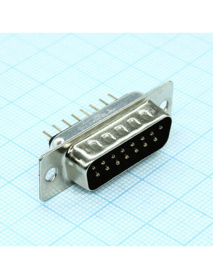 DS1034-15MBNSISS, разъем d-sub, вилка на плату, 15 контактов, вертикальный / чёрный