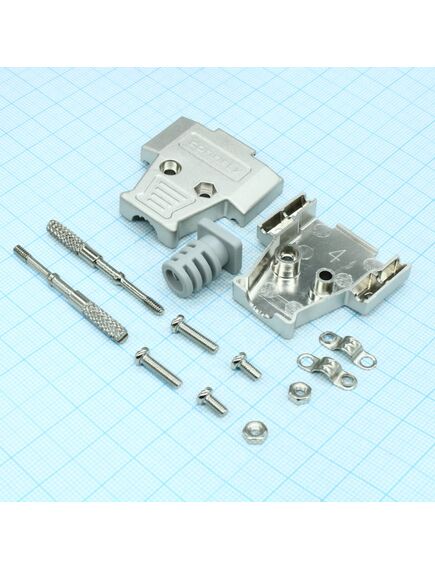 DS1047-15M2L-N, кожух для разъема d-sub 15 контактов, металл, с удлиненными винтами