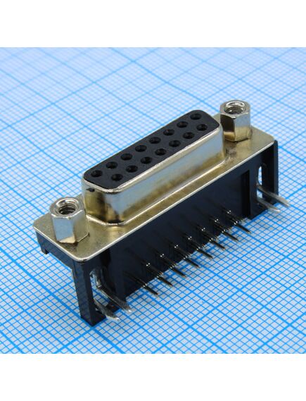 DS1037-15FNAKT74-0FF, розетка d-sub 15 контактов шаг 2.77мм угловая