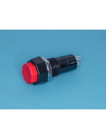 PSW-6FA-R, кнопка восьмиугольная 220в 1а с фиксацией, крепление гайка, красная