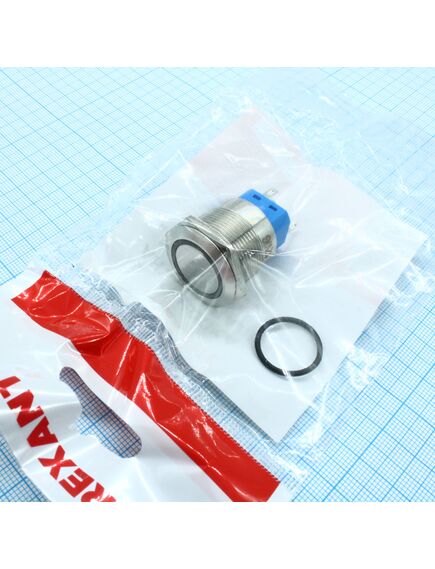 A22-A1-12V с зеленой подсветкой, кнопка антивандальная с подсветкой 12в d22 5a 250b (6c) (on)-off/(off)-on