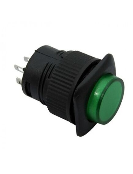 R16-504AD-G LOCK, кнопочный переключатель с фиксацией, зеленая led подсветка