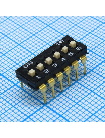 DS1040-01-06VBWB, dip-переключатель 6 контактов монтаж в отверстие шаг 2.54мм