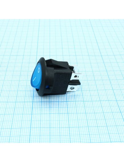 RK2-13D 2X1 B/BL"0-", выключатель клавишный on-off без подсветки цвет корпуса (черный) цвет кнопки (синий)