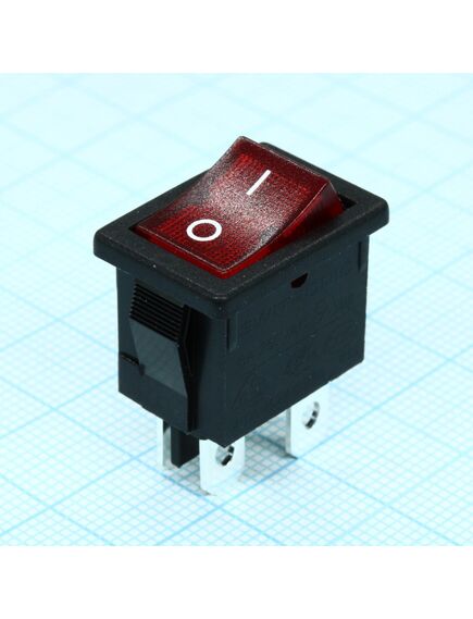 R19-20IBRBT2-G, выключатель клавишный с подсветкой 6а 250в on-off 4 pin -красный-