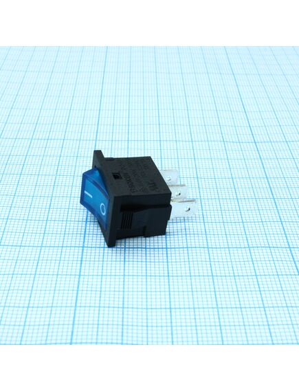 RK2-16 1X1N B/BL"0-", выключатель клавишный on-off с подсветкой цвет корпуса (черный) цвет кнопки (синий)