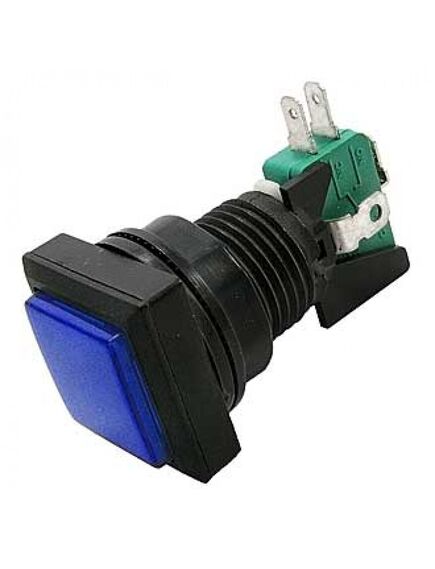 GMSI-5B-S NO(NC)+NC(NO) BLUE, кнопка квадратная с led подсветкой, цвет синий, размер 33х33мм, посадочное отверстие 23.5мм, 5а/250в