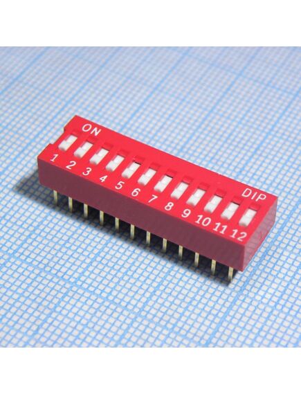 NDSR-12-V, движковый переключатель 12 групп монтаж в отверстие 2.54мм 25ма 24в утопленный движок