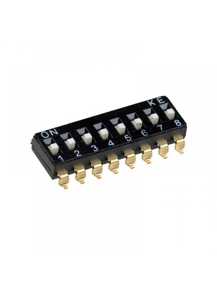 L-KLS7-KL-08-N-00, dip-переключатель 8 групп smd монтаж шаг 2.54мм 0.025а 24в с выступающим движком
