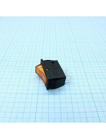 RK1-12 1X1 B/OR"0-", выключатель клавишный on-off без подсветки цвет корпуса (черный) цвет кнопки (оранжевый)