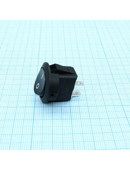 RK2-13 1X1 B/B"0-", выключатель клавишный on-off без подсветки цвет корпуса (черный) цвет кнопки (черный)