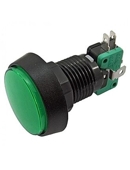 GMSI-4B-C NO(NC)+NC(NO) GREEN, кнопка круглая с led подсветкой, цвет зеленый, диаметр 44мм, посадочное отверстие 24.5мм, 5а/250в