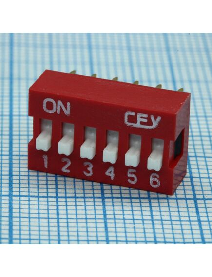 DS1040-06RN, dip переключатель 6 групп красный