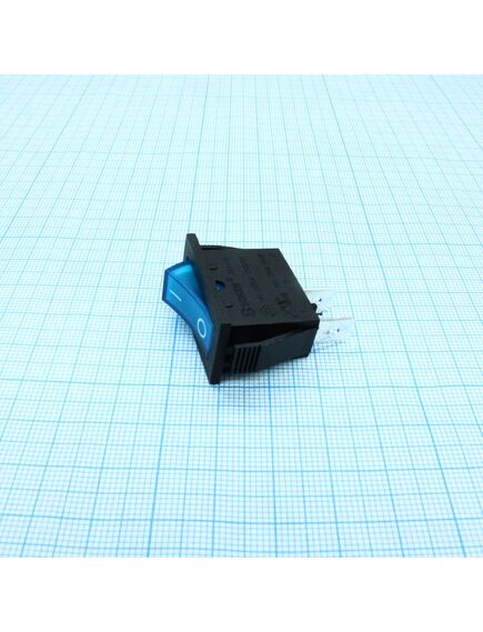 RK1-16 1X1 B/BL"0-", выключатель клавишный on-off без подсветки цвет корпуса (черный) цвет кнопки (синий)