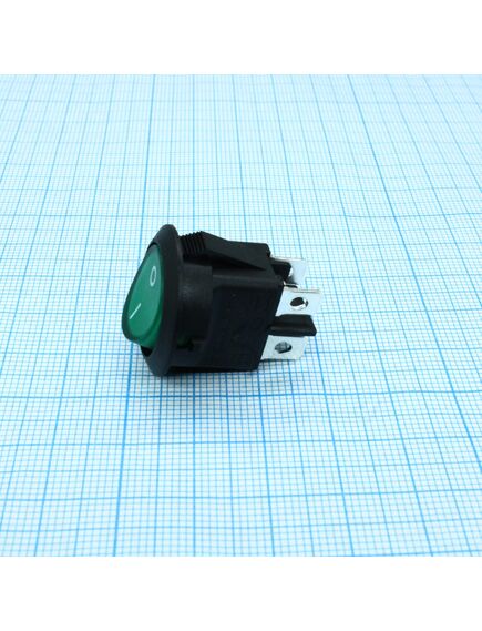RK2-13D 2X1N B/G"0-", выключатель клавишный on-off с подсветкой цвет корпуса (черный) цвет кнопки (зеленый)