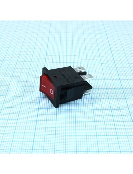 RK2-03 2X1 B/R"0-", выключатель клавишный on-off без подсветки цвет корпуса (черный) цвет кнопки (красный)