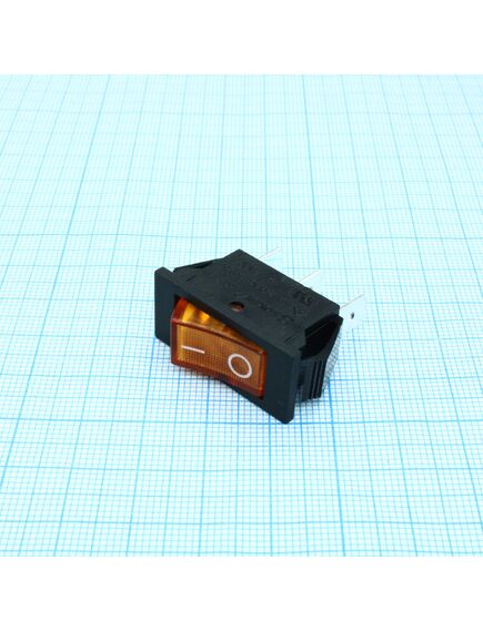 RK1-17 1X1N B/OR"0-", выключатель клавишный on-off с подсветкой цвет корпуса (черный) цвет кнопки (оранжевый)