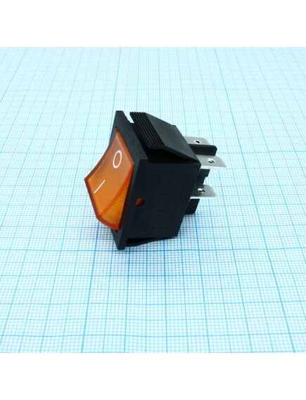 RK1-01 2X1 B/OR"0-", выключатель клавишный on-off без подсветки цвет корпуса (черный) цвет кнопки (оранжевый)