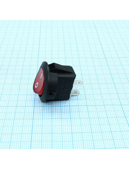 RK2-13 1X1 B/R"0-", выключатель клавишный on-off без подсветки цвет корпуса (черный) цвет кнопки (красный)