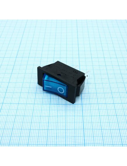 RK1-17 1X1 B/BL"0-", выключатель клавишный on-off без подсветки цвет корпуса (черный) цвет кнопки (синий)