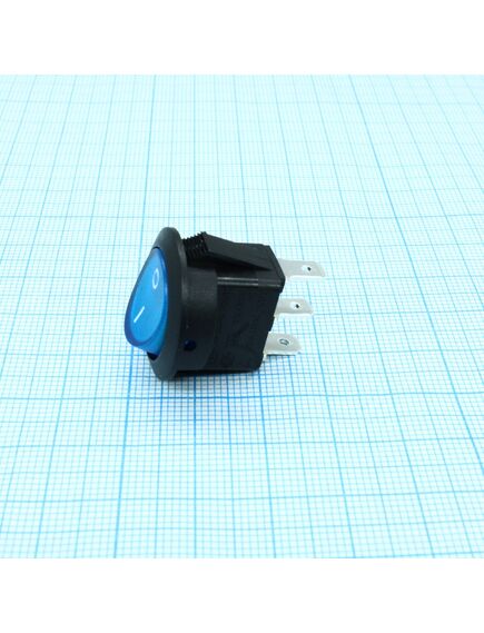 RK2-13 1X1N B/BL"0-", выключатель клавишный on-off с подсветкой цвет корпуса (черный) цвет кнопки (синий)