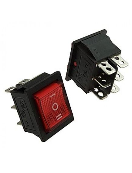 KCD4-601-C R/6P ON-OFF-ON, клавишные переключатели на 3 положения on-off-on 6pin с подсветкой, 250в 15а