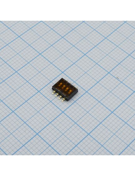 DHN-04F-T-V, движковый переключатель 4 группы smd монтаж 1.27мм 25ма 24в с плёнкой положение выкл