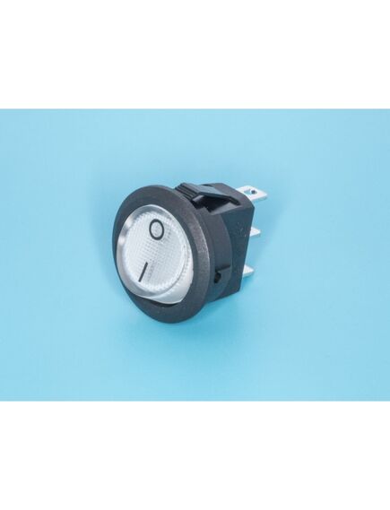SWR-21W/L, выключатель 220в 3 контакта круглый, d 20мм с подсветкой, белый, вкл-выкл