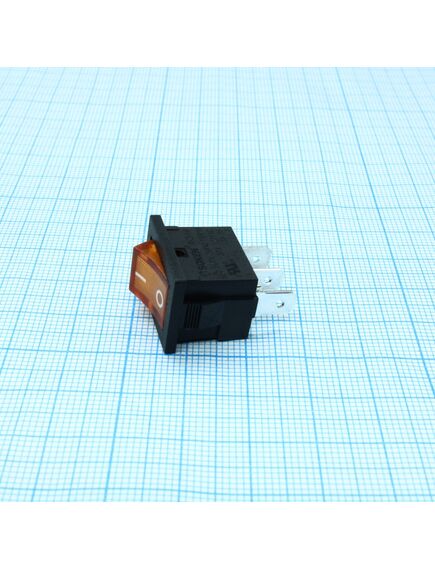 RK2-16 1X1N B/OR"0-", выключатель клавишный on-off с подсветкой цвет корпуса (черный) цвет кнопки (оранжевый)