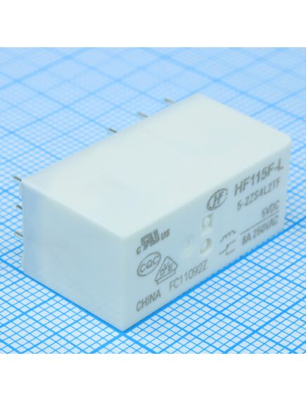 HF115F-L/5-2ZS4L2TF, реле силовое с защелкой 8а две группы на переключение катушка 5в