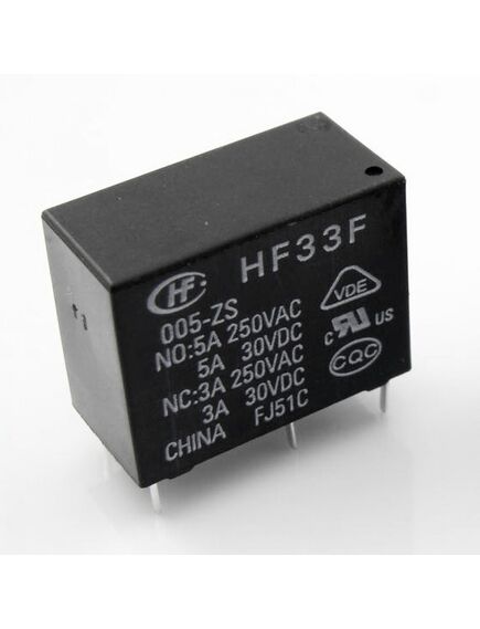HF33F/005-ZS3, сверхминиатюрное силовое реле серия hf33f10а spdt (одна контактная группа-два направления) катушка 5в