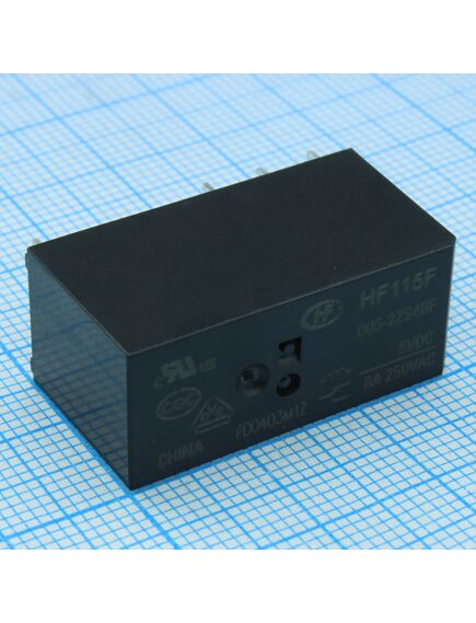 HF115F/005-2ZS4BF, реле силовое, 8 a, 5 в, две группы на переключение (29x12.7x15.7)мм монтаж в отверстие
