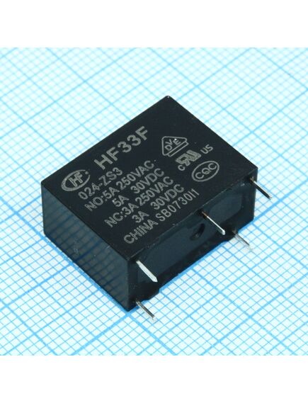 HF33F/024-ZS3, сверхминиатюрное силовое реле серия hf33f spdt (одна контактная группа-два направления) катушка 24в