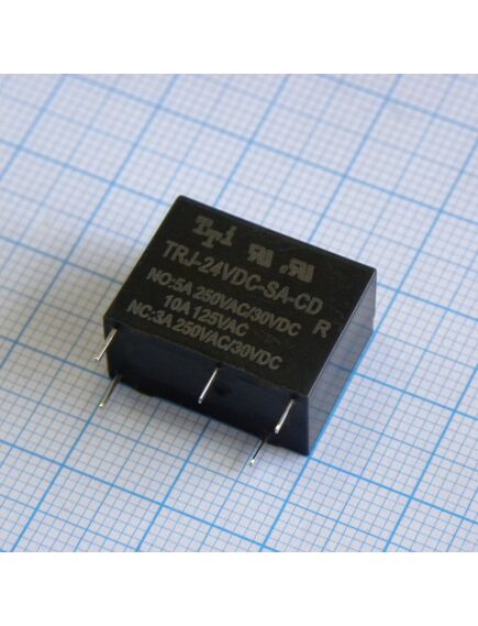 TRJ-24VDC-SA-CD-R, реле 24v/5a 250vac, конфигурация контактов 1-form-c, напряжение срабатывания,в 24