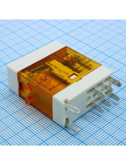 HF157F/A220-2Z25FD1, реле силовое 8а две группы на переключение с led и кнопкой катушка переменного тока 220в