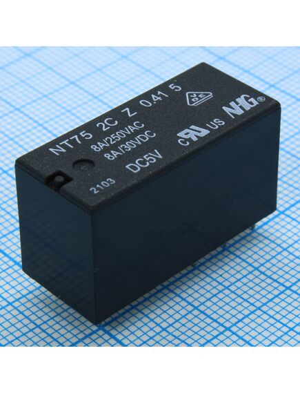 NT75-2-C-Z-8-DC5V-0.41-5.0, реле силовое 8а две группы на переключение катушка 5в 0.41вт