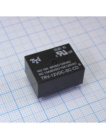 TRV-12VDC-SC-CD-R, катушка: 12 в 0,45 вт 320 ом контакты: 1 переключающий 16 а 250 в перем. материал: agsnin габариты 22,3х16,5х11,2 мм
