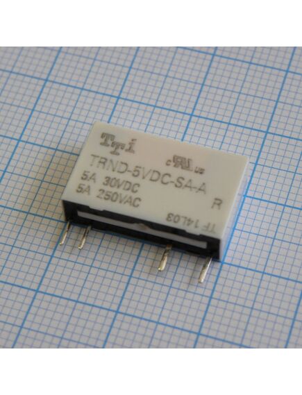 TRND-5VDC-SA-A-R, катушка: 5 в 0,12 вт 208 ом контакты: 1 замыкающий 5 а 250 в перем. материал: agni габариты 20х5х12,5 мм