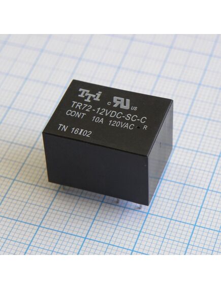 TR72-12VDC-SC-C, катушка: 12 в 0,45 вт 320 ом контакты: 1 переключающий 10 а 250 в перем. материал: agsnin габариты 21,8х16,8х14,7 мм