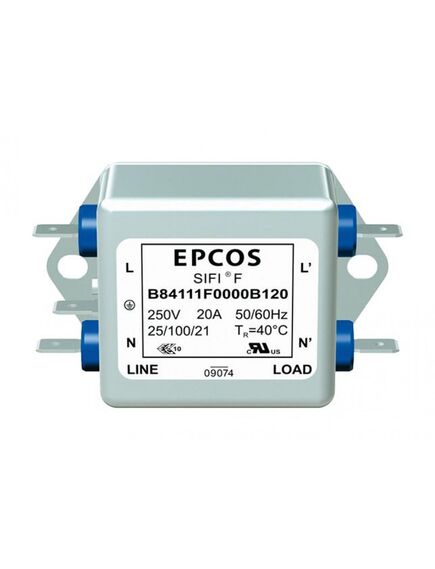 B84111F0000B120, emc-фильтр sifi-f, 2x20a, 2 x 0.1 мкф (х2) + 2 х 4700 пф (y2), 2 х 0.43 мгн