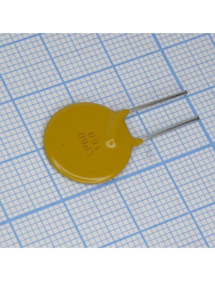 LP60-160F, самовосстанавливающийся предохранитель ptc 1.6a(hold) 3.2a(trip) 60v 40a 1.98w 11.4s 0.09ohm radial 16 x 3.1mm, bulk