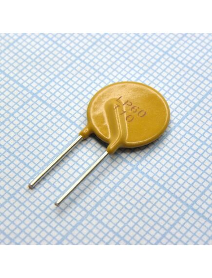 LP60-110F, самовосстанавливающийся предохранитель ptc 1.1a(hold) 2.2a(trip) 60v 40a 1.51w 8.2s 0.14ohm radial 13 x 3.1mm, bulk
