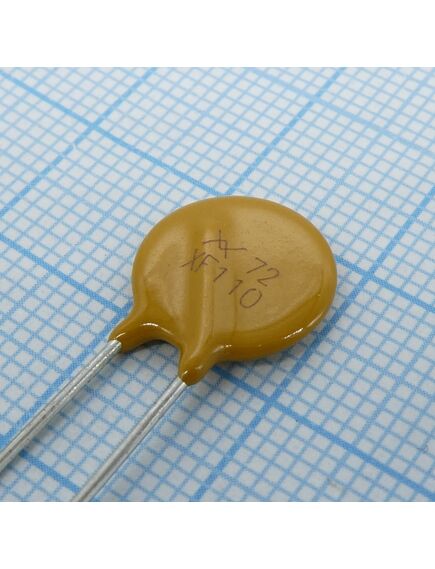 RXEF110, самовосстанавливающийся предохранитель ptc 1.1a(hold) 2.2a(trip) 72v 40a 1.5w 8.2s 0.15ohm, радиальные выводы, 12.8 x 3 x 17.5mm, россыпью