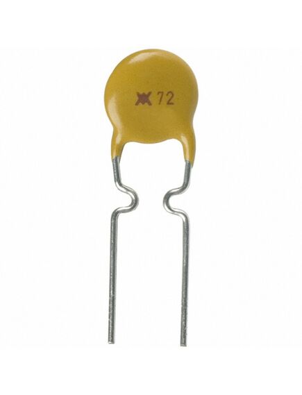 RXE040, самовосстанавливающийся предохранитель ptc 0.4a(hold) 0.8a(trip) 72v 40a 0.56w 3.8s 0.55ohm, радиальные выводы, 7.6 x 3 x 13.5mm