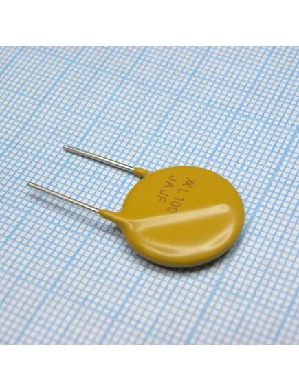 LVR100S, самовосстанавливающийся предохранитель ptc 1a(hold) 2a(trip) 240vdc/240vac 2.9w 21s 0.218ohm, 18.7 x 5.1mm, радиальные прямые выводы, россыпью